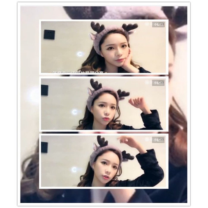 HBAN hairband antler rusa tanduk hair band bando cuci muka facial - Cokelat