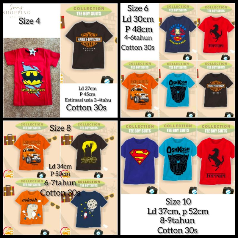 OSHKOSH KAOS ANAK DISTRO PREMIUM MURAH SIZE 4-10TH