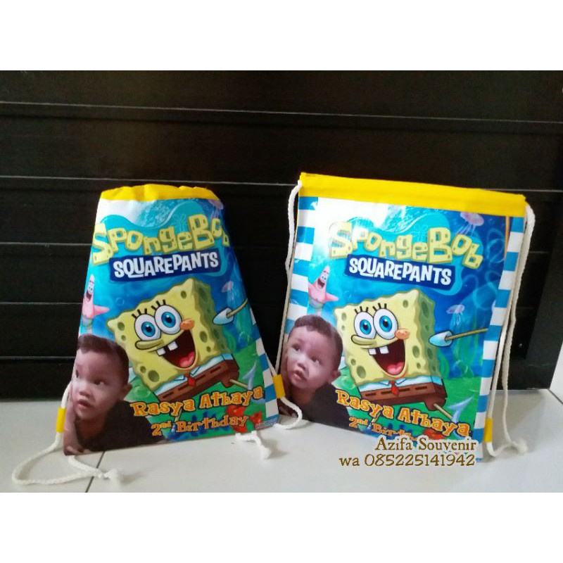 Tas Ultah / Goodie Bag Souvenir Ulang Tahun Anak Murah model Serut  Backpack Custom-8