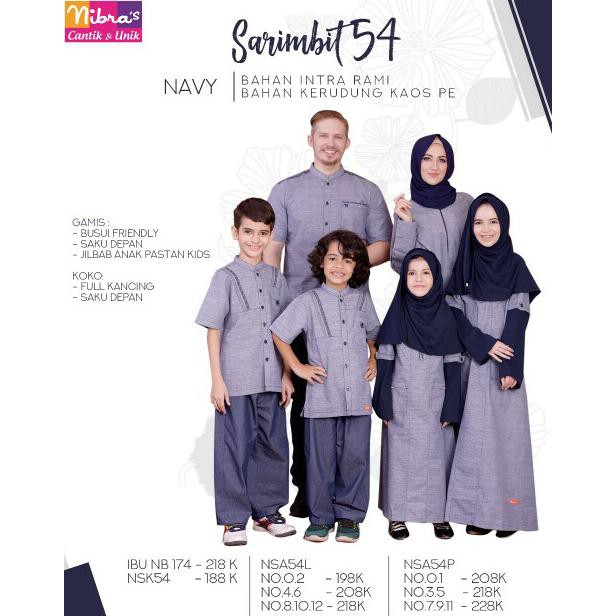 Dijamin Ori  Baju Koko Nibras Nsk 54 / Sarimbit 54 Pink&Navy - Navy, Xs-Xl