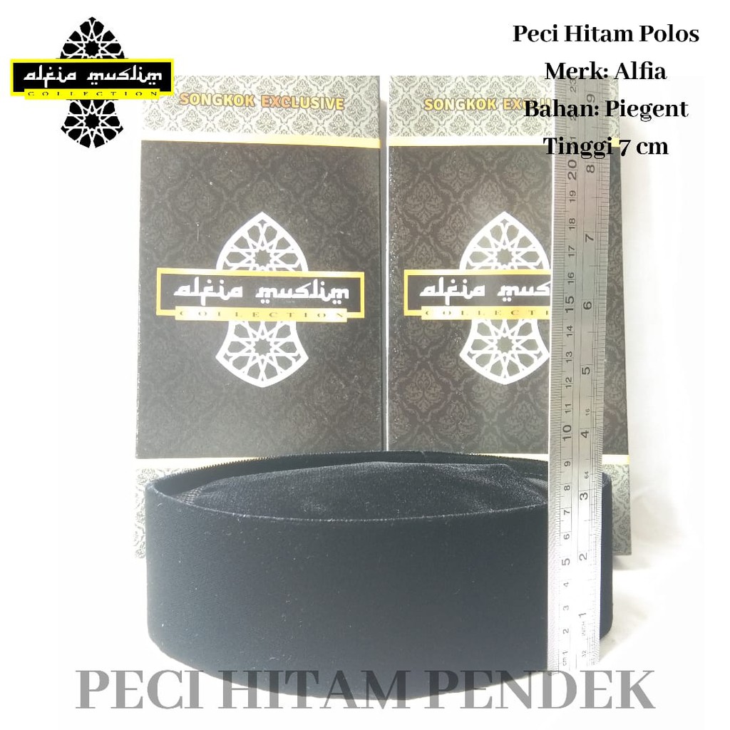 Peci Songkok Kopiah Hitam Premium Exclusive Tinggi 7 cm