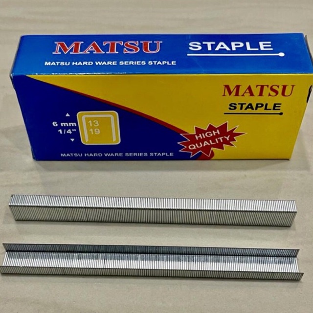 

MATSU 6mm ( 5000pcs ) Anak hekter tembak R 23 Staples 6 mili R23 matsu 5000pcs isi refill hekter tembak staple shoot fill gun tacker stapler 13/6 ( 13 / 6 ) 5.000pcs