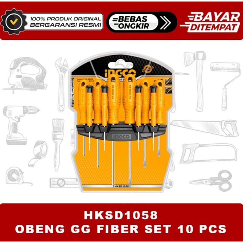 OBENG GAGANG FIBER SET 10PCS INGCO