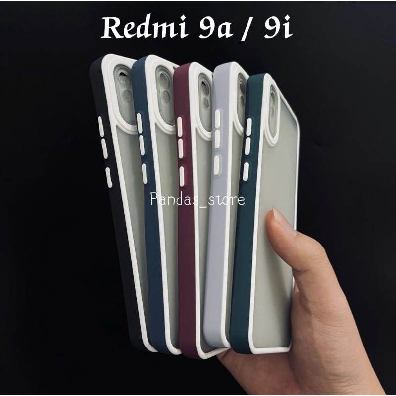 Pro Hybird Redmi 9a , 9i Softcase Halus dan Elegan / Pinggiran Garis Putih Keren (Pandas)