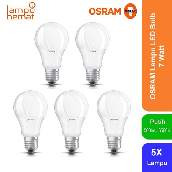 solusi Osram Lampu Bohlam LED 7 Watt Pengganti Bohlam Pijar 60 Watt 5 Pcs - Putih Diskon