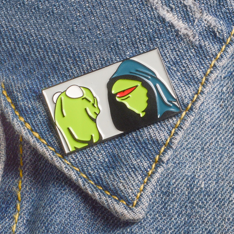 Inner Me Pin Bros enamel Bentuk Katak Kermit Bahan Metal