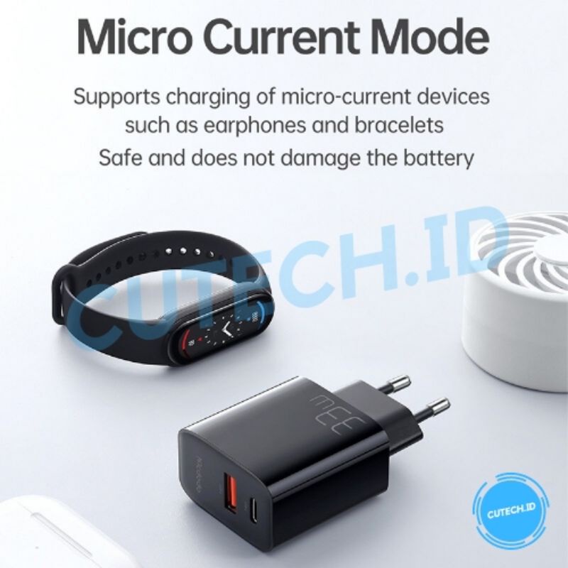 MCDODO ADAPTOR CHARGER 33W USB + TYPE C DUAL OUTPUT VOOC FAST CHARGE POWER DELIVERY