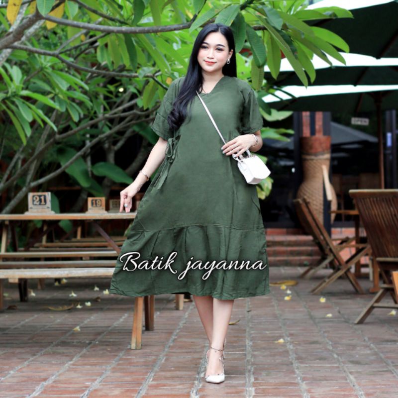 Daster Viral Rayon Halus Panjang Busui  Selutut Ruffle