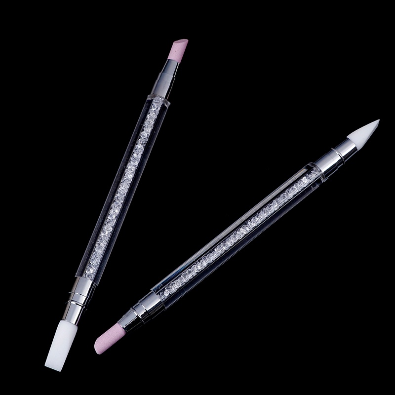 [FULL] 1Pc nail art cuticle remover pen double head quartz silicone press stick tool