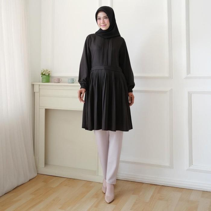 Tunik Wanita Hitam Putih Polos / Tunic Muslim / Top Blouse Cewek Ria