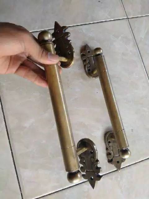 Handle Pintu Rumah Kuningan Antik Murah Motif Pipa 33cm