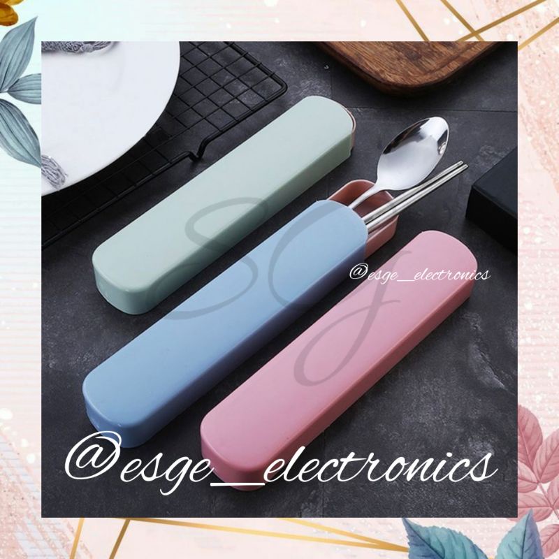 ESGE SET SENDOK MAKAN SET ALAT MAKAN STAINLESS STEEL SET SENDOK GARPU SUMPIT SET TRAVELLING SET KOTAK MAKAN SET SENDOK TRAVEL CUTLERY SENDOK GARPU SET SUMPIT SET KOTAK KECIL ALAT MAKAN BAWA KEMANA MANA ALAT MAKAN KECIL ALAT MAKAN TRAVEL WARNA WARNI