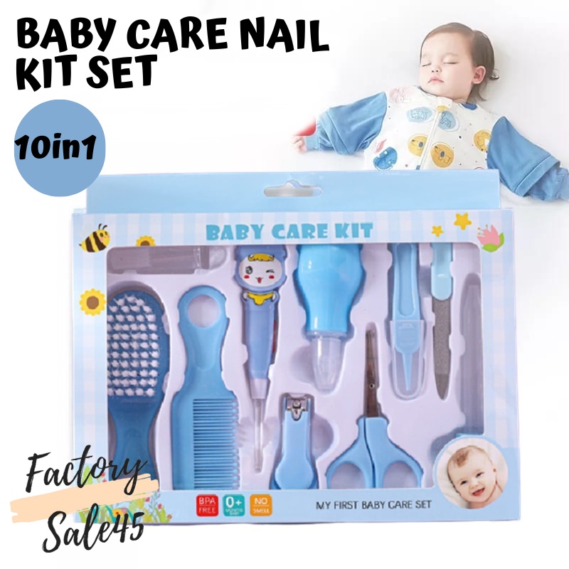 BABY CARE NAIL KIT SET Alat Perawatan Bayi 10in1 Sisir Gunting Kuku Bayi Hadiah Lahiran Newborn Gift Ssir Bayi Set F349