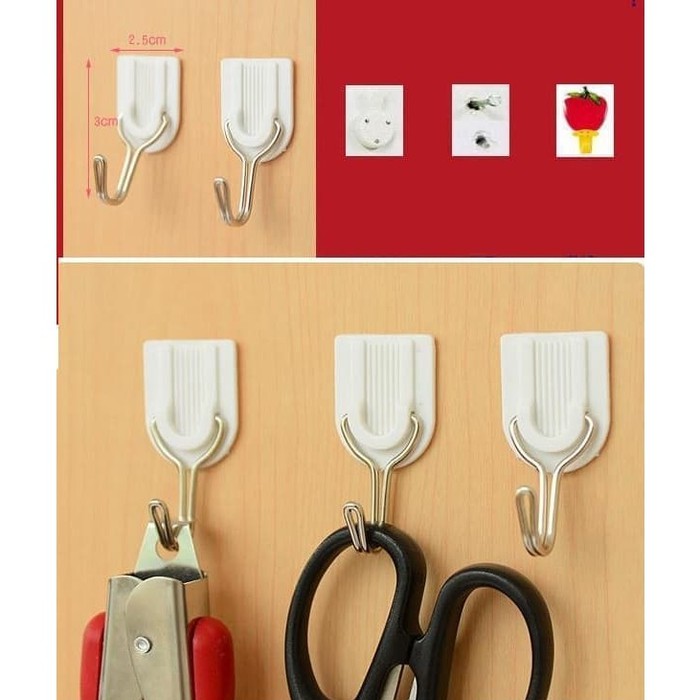 Gantungan Serbaguna Super Kuat isi 6pc Gantungan Baju Hook Kail Hanger