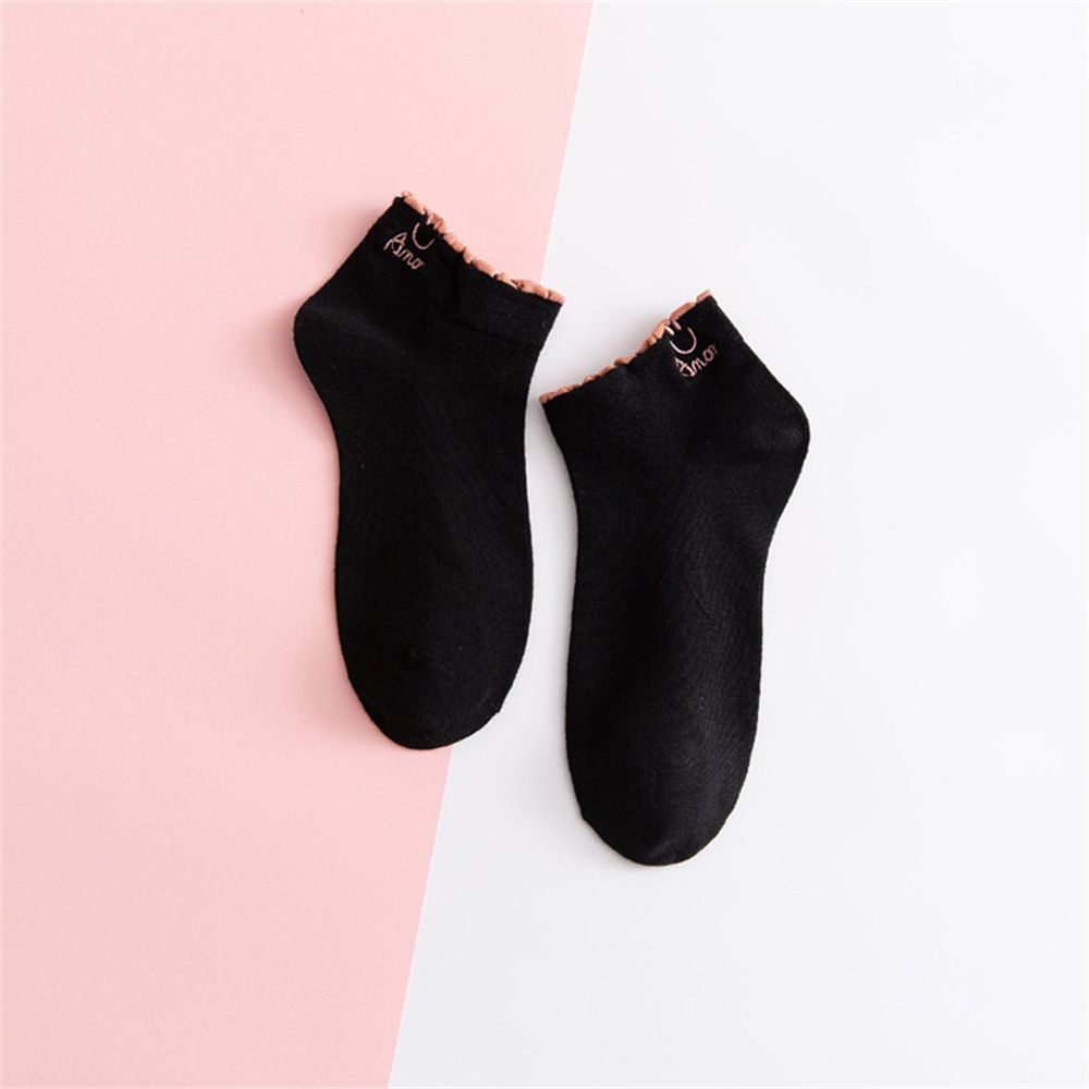 Kaos Kaki Ankle Kaos kaki Cute Kaos Kaki Motif Kaos Kaki Semata Kaki-AMOR HITAM