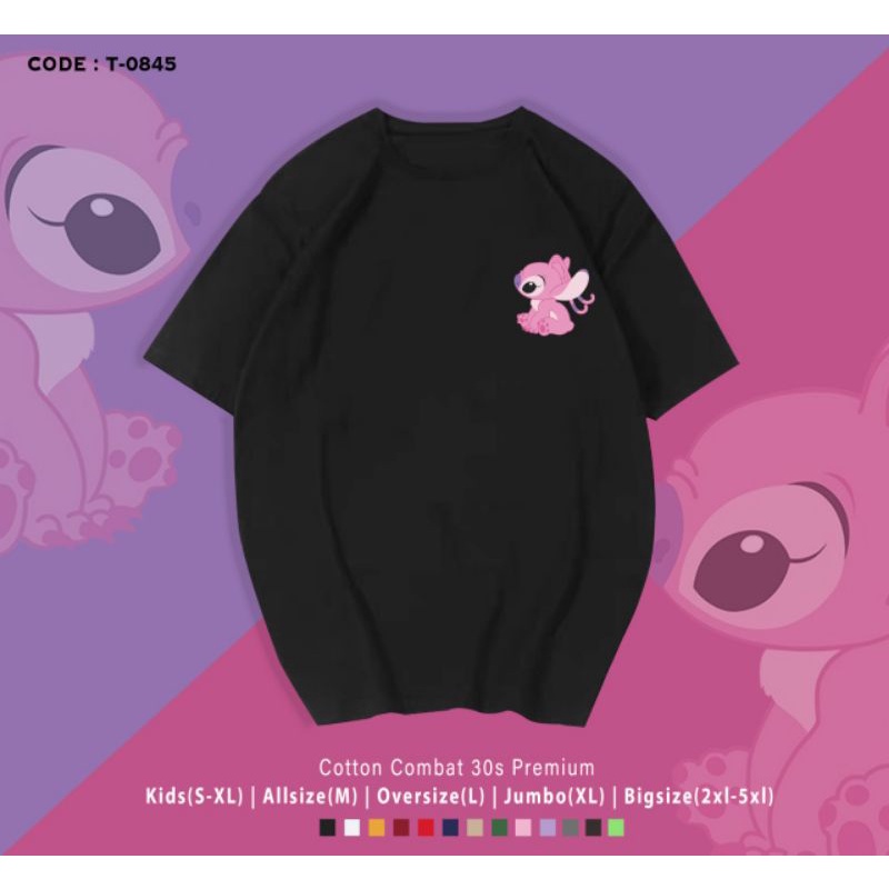 KAOS KATUN LUCU LIL STITICH PINK SIDE