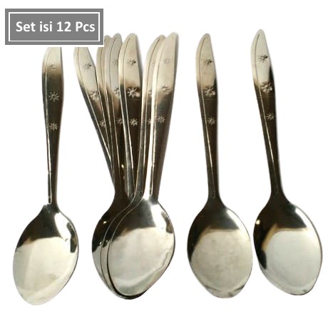 Set 12 pcs Sendok Makan Stainless 18 cm Sendok Motif Bintang - sendok makan tebal motif bintang stai