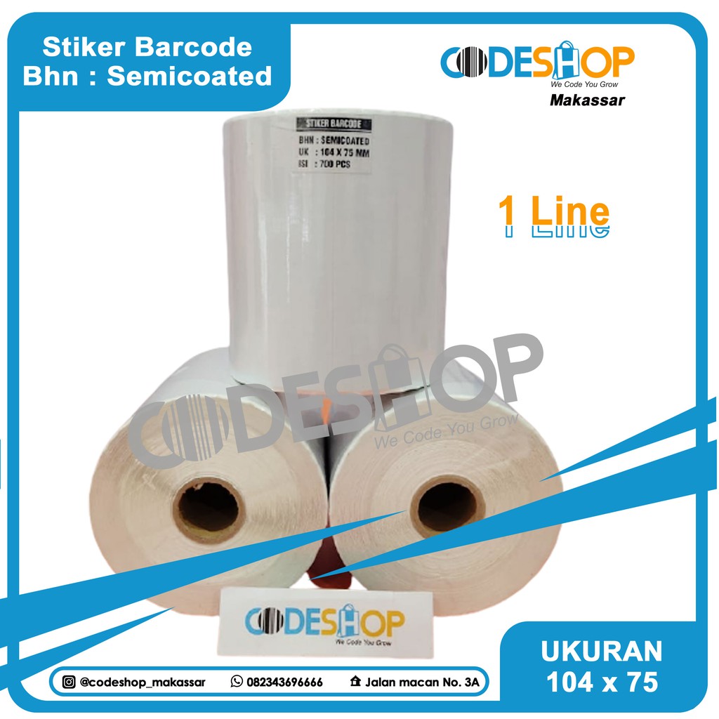 LABEL BARCODE SEMICOATED 104 X 75 1 LINE GAP CORE 1&quot; PAKAI PORPORASI