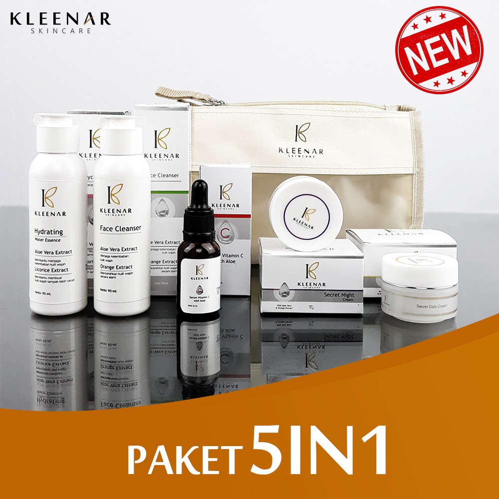 Paket 5in1 Kleenar Skincare PERAWATAN WAJAH MAKSIMAL | ANTI FLEK | ANTI AGING | GLOWING