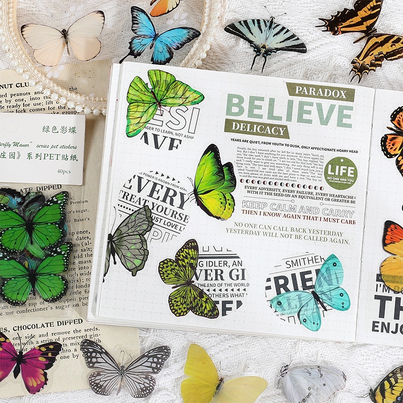 40pcs Stiker Butterfly Cantik Anti Air Untuk Dekorasi DIY
