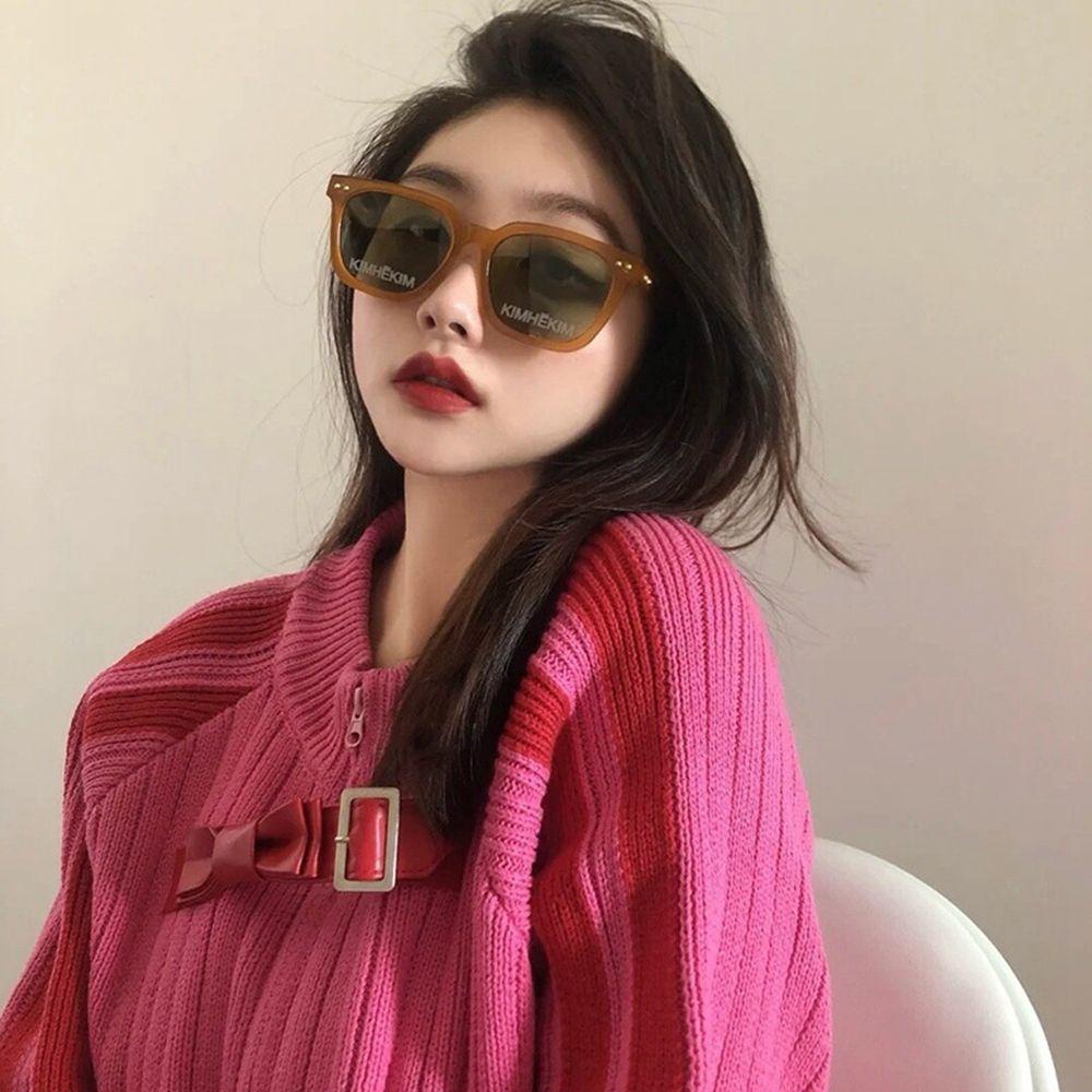 [Elegan] Kacamata Hitam Anti UV Wanita Vintage PC Aksesoris Hadiah Bingkai Besar Kacamata Hitam Gaya Jalanan Gaya Korea Eyewear