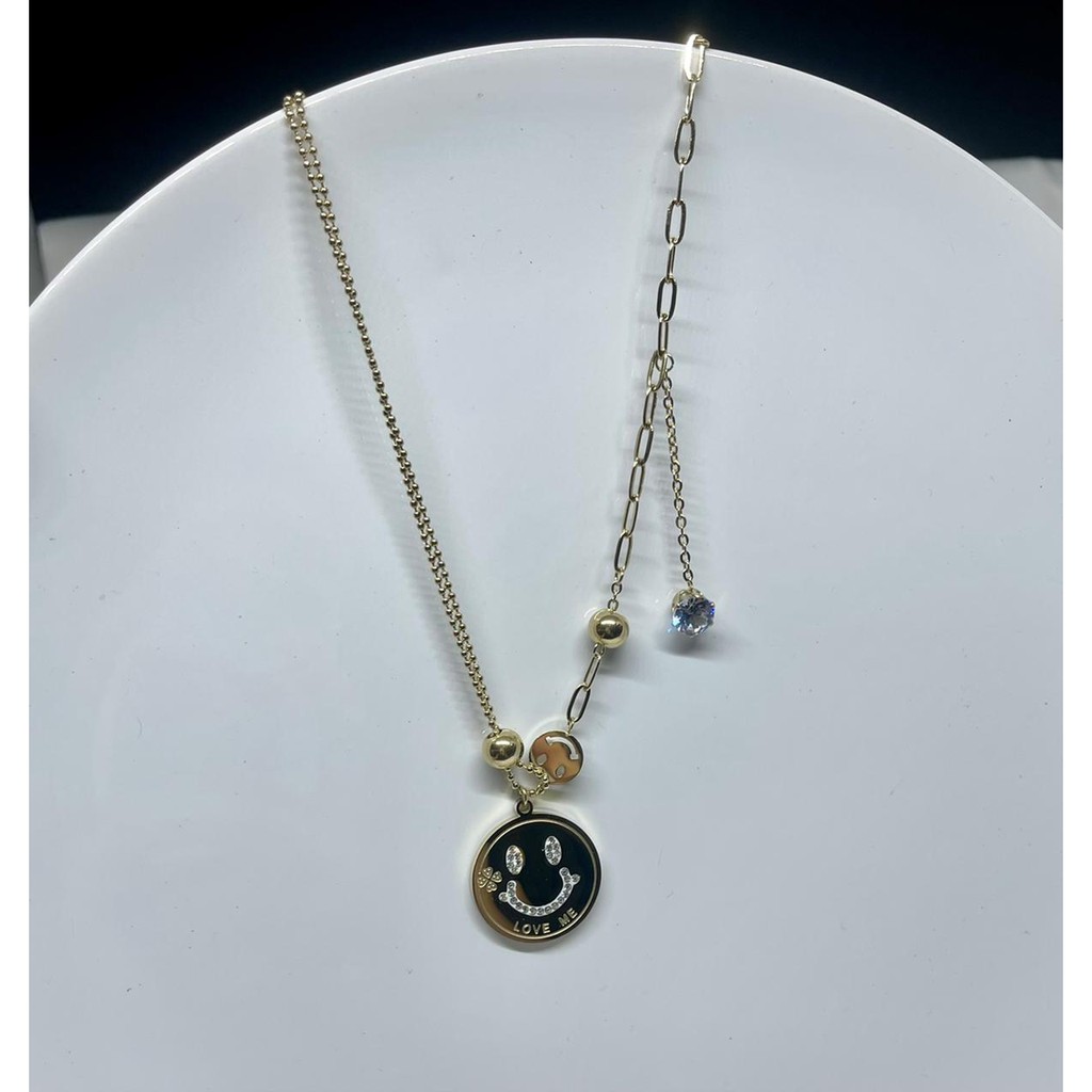 COD! kalung titanium anti karat/ kalung wanita smile rantai variasi import