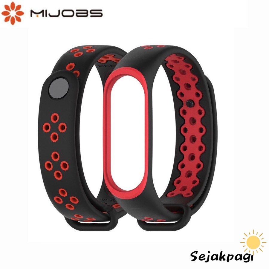 Mijobs Strap MiBand 3 4 Double Color Warna Black Red Strap Mi band 3 4