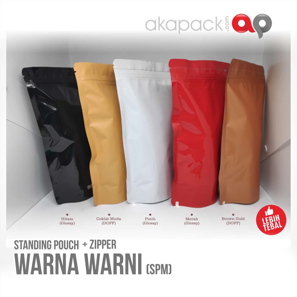 Jual Kemasan Standing Pouch Metalize Warna Warni Ziplock - SPM  16x24