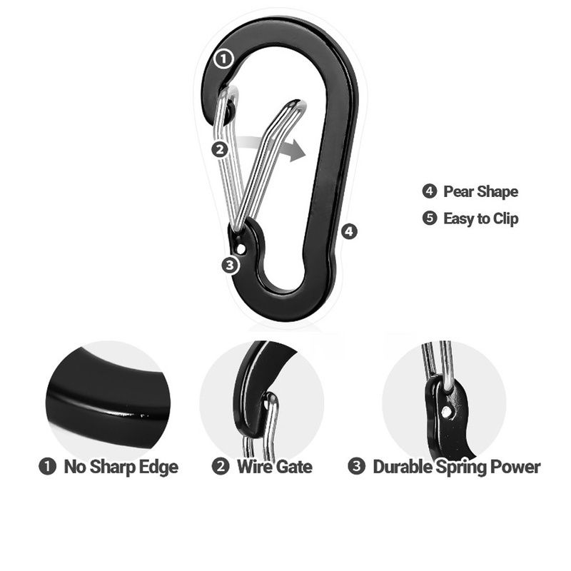 1pc Klip Carabiner Multifungsi Bahan Aluminum Stainless Steel Untuk Camping / Outdoor