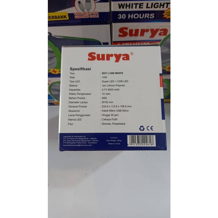 Surya Lampu Senter Emergency Plus Powerbank SHT L15W