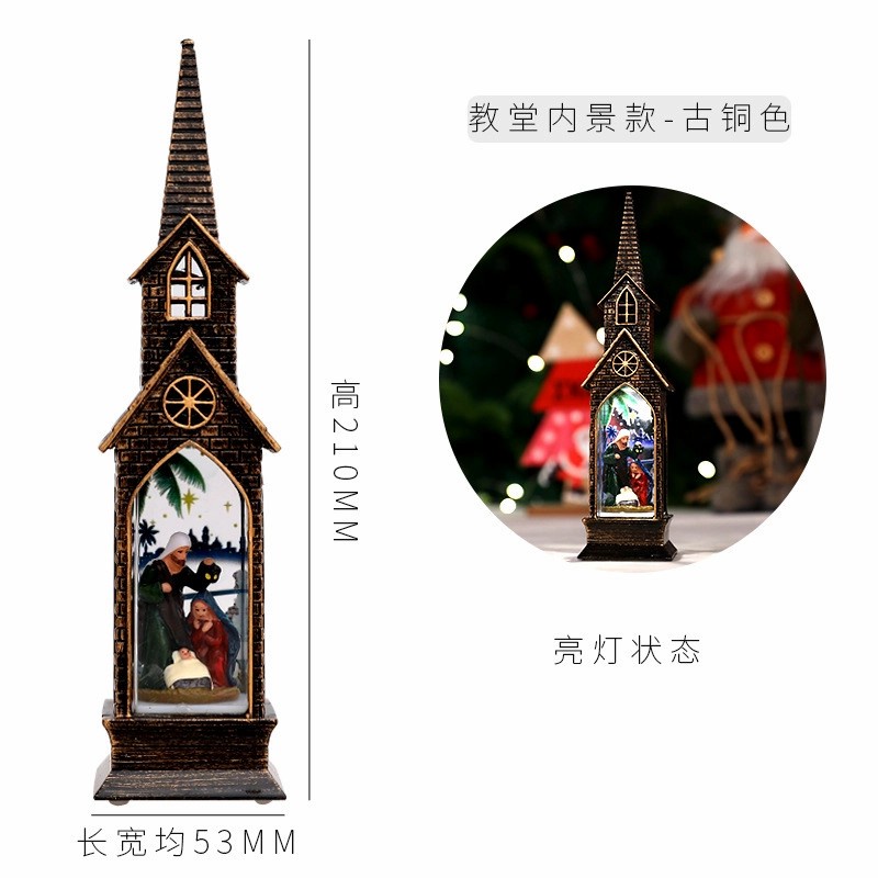 Pajangan Natal Lentera LED Snowglobe Kotak Salju Kado Gereja Katedral