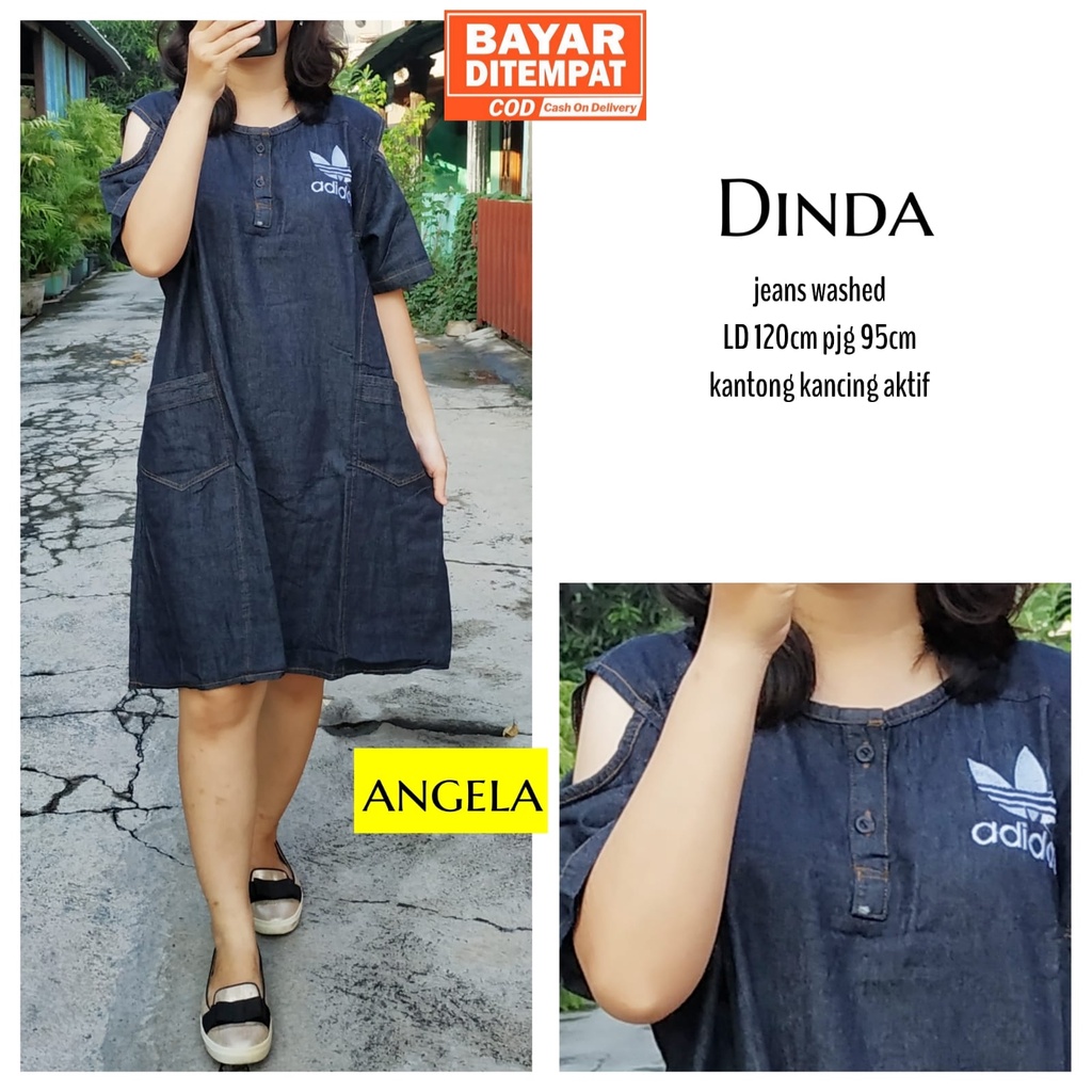 Dress Lepis Jeans Jumbo Ld 120 Mini Dress Dinda Sarbrina Ukuran Besar Daster Jeans Busui