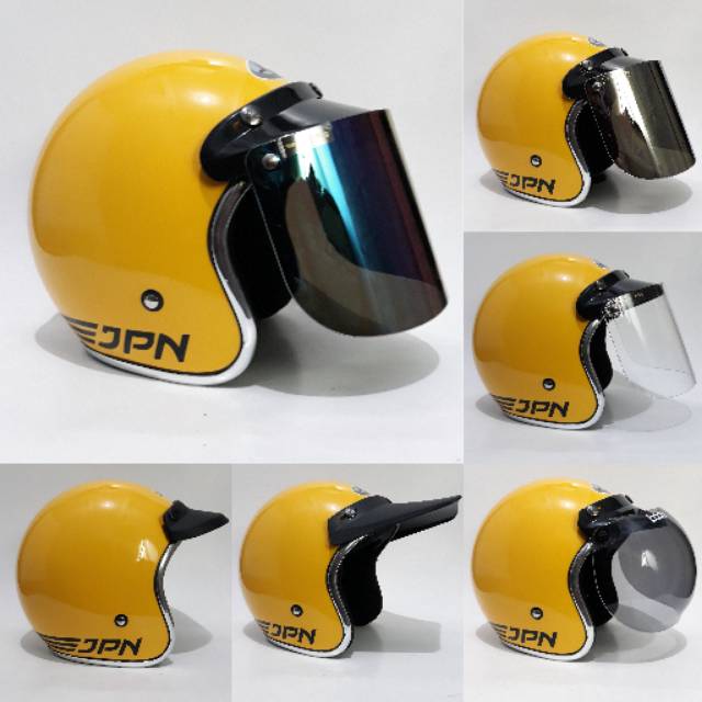 Helm Jpn Retro Kuning Gloss List Chrome/croom