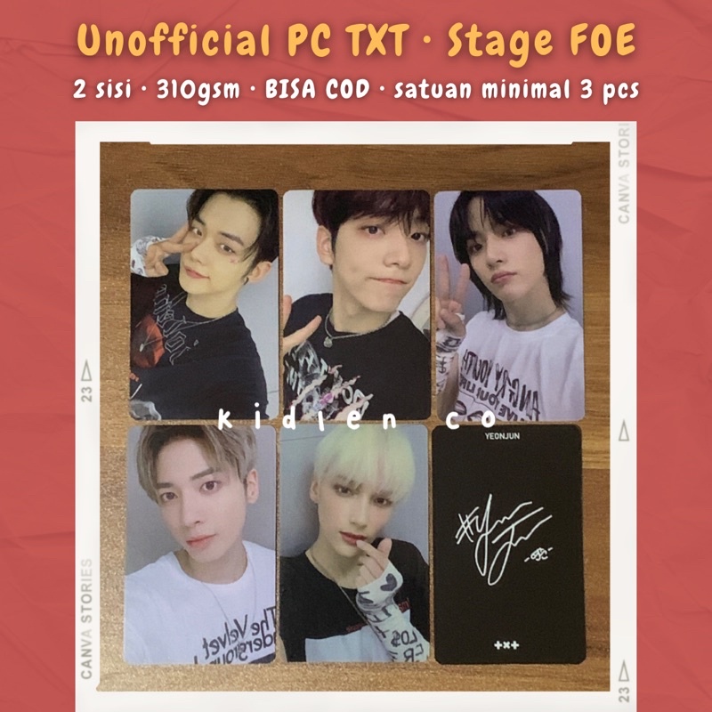 [MIN 3] STAGE FOE ♡ txt unofficial photocard premium 2 sisi 310 gsm fight or escape selca pc ♡ yeonjun soobin beomgyu taehyun hueningkai