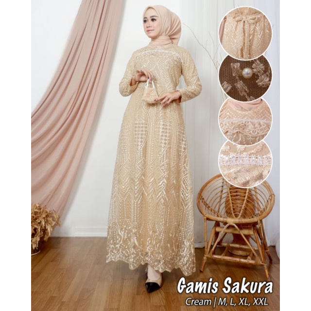 GAMIS SAKURA // BAHAN TILLE FULL PREMIUM // By Lefi Choto