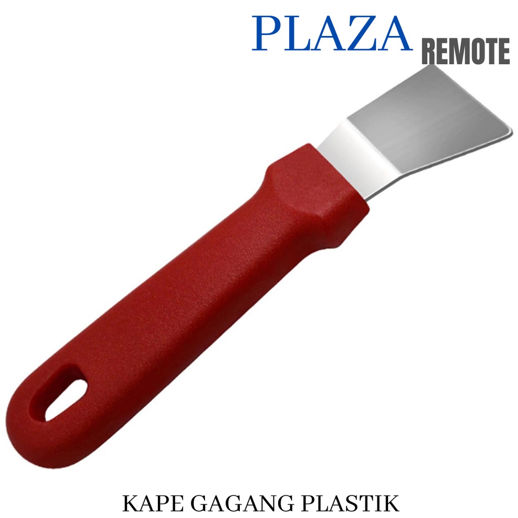 KAPE SCRAPER 4 CM STAINLESS ALAT PEMBERSIH DAPUR KERAK GAGANG PLASTIK BENGKOK MERAH