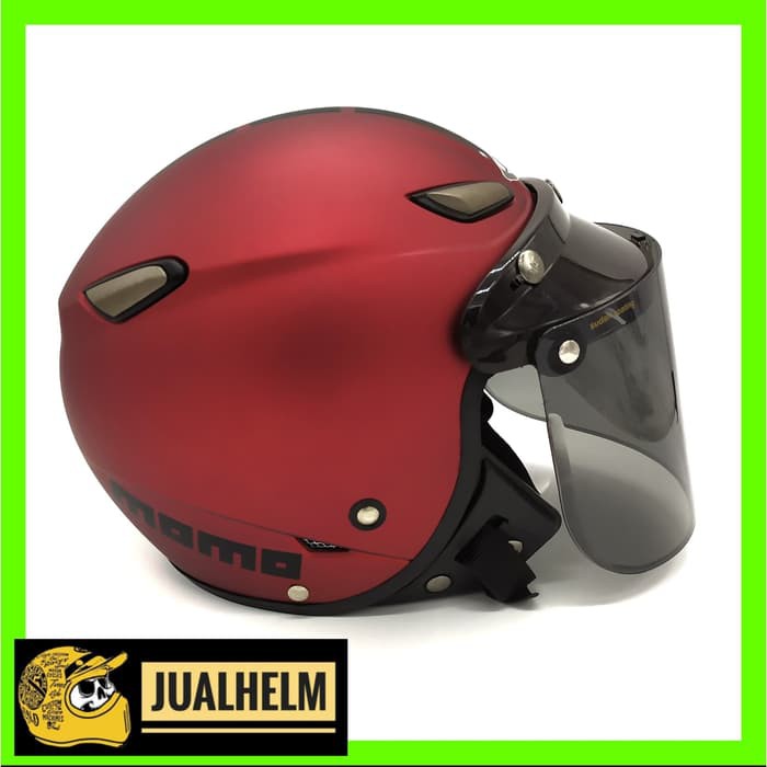 Helm JPN MOMO Maron + Kaca Datar INJAK (Retro/Bogo/Klasik/Classic)