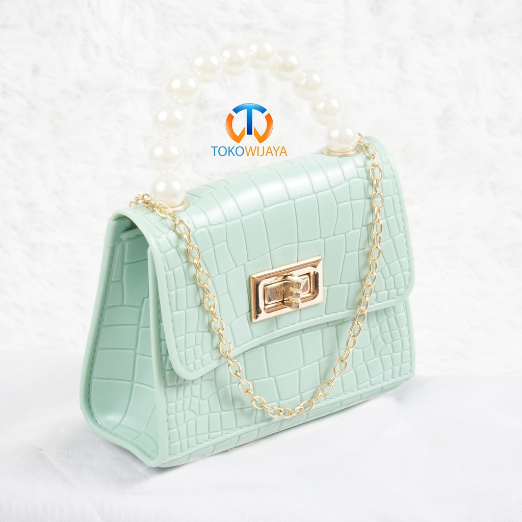 Tas Jelly Mini Croco Pearl | Tas Jelly Glossy Motif Croco Import | Tas Jelly Mini Rubber