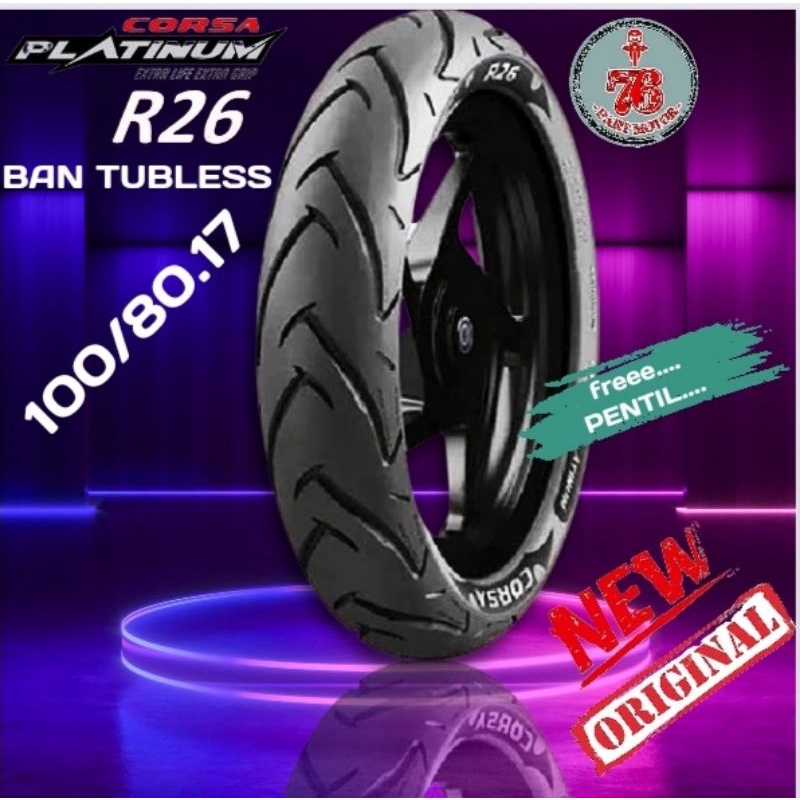 BAN TUBELESS CORSA PLATINUM R26  100/80.17 FREE PENTIL