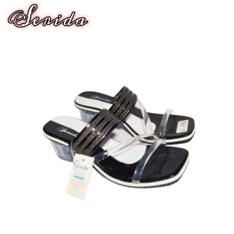 Sandal Wanita Murah Kekinian Hak Kaca 5cm SERIDA-04