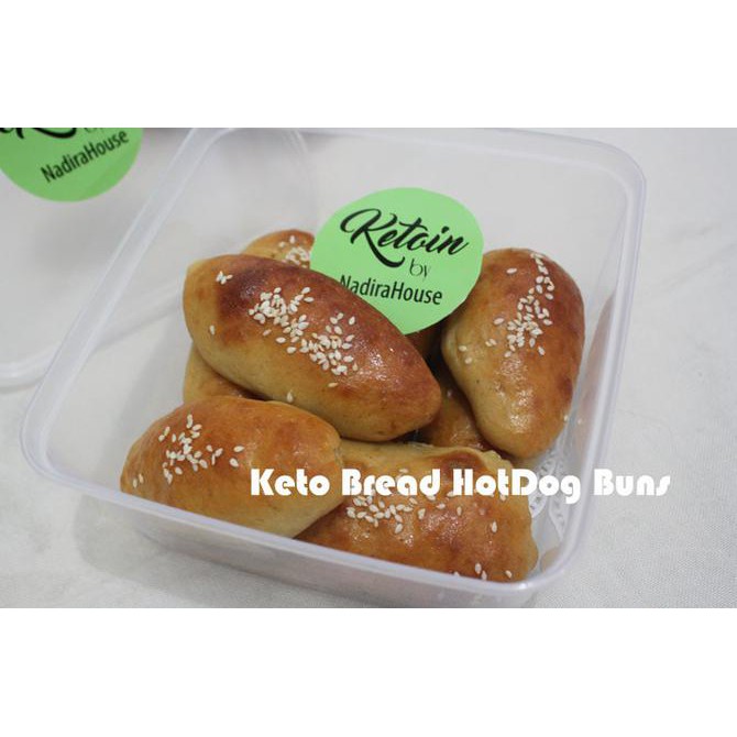 

Keto Bread Roti Ketofy Hotdog Buns mini (bentuk memanjang tanpa isi)