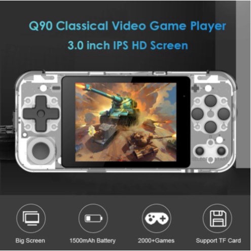 POWKIDDY Q90 Retro Game Console Handheld 3.0 inch IPS Screen Dual Open Source System Portable Pocket Mini