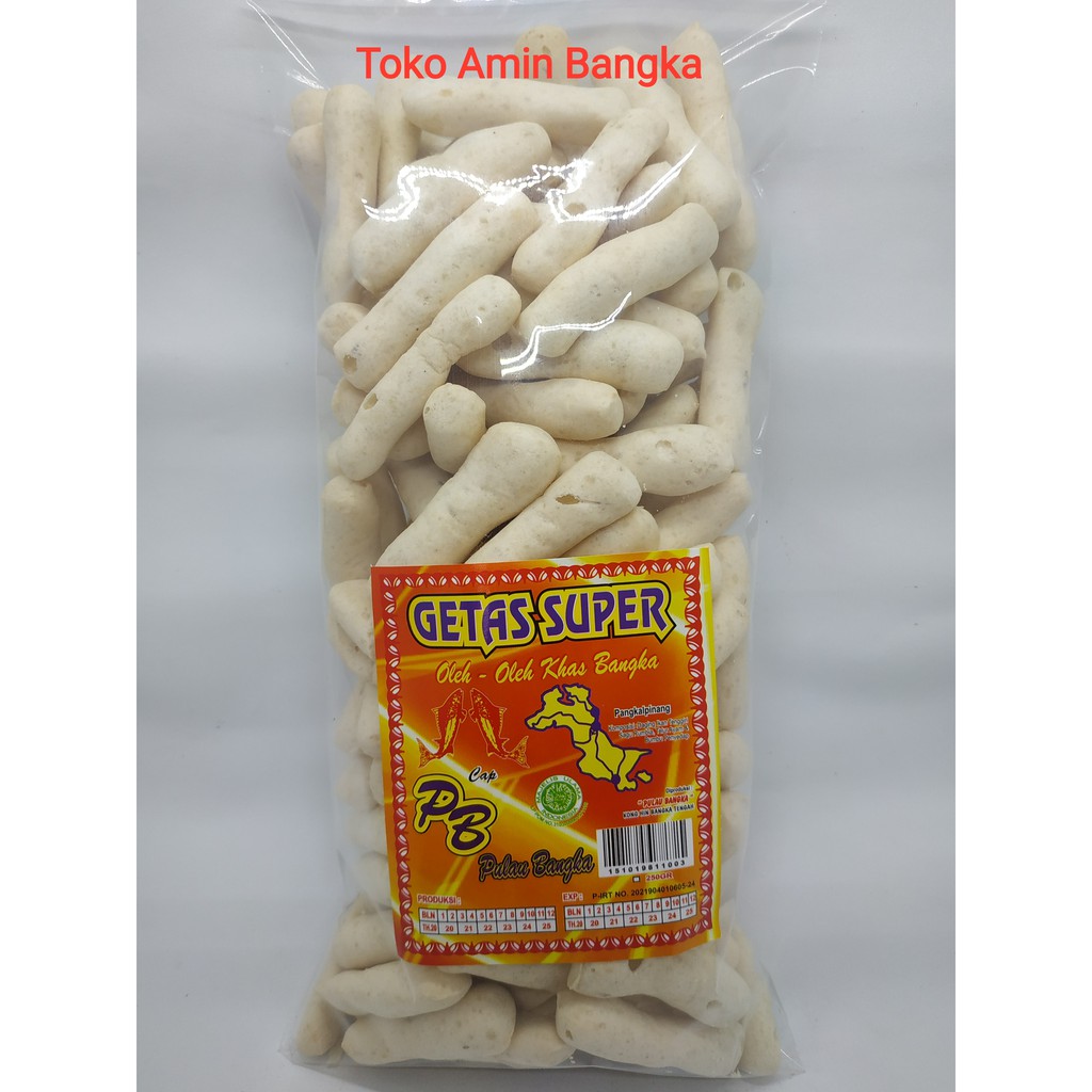 KERUPUK GETAS KHAS BANGKA CAP PULAU BANGKA BENTUK PANJANG 250 GRAM