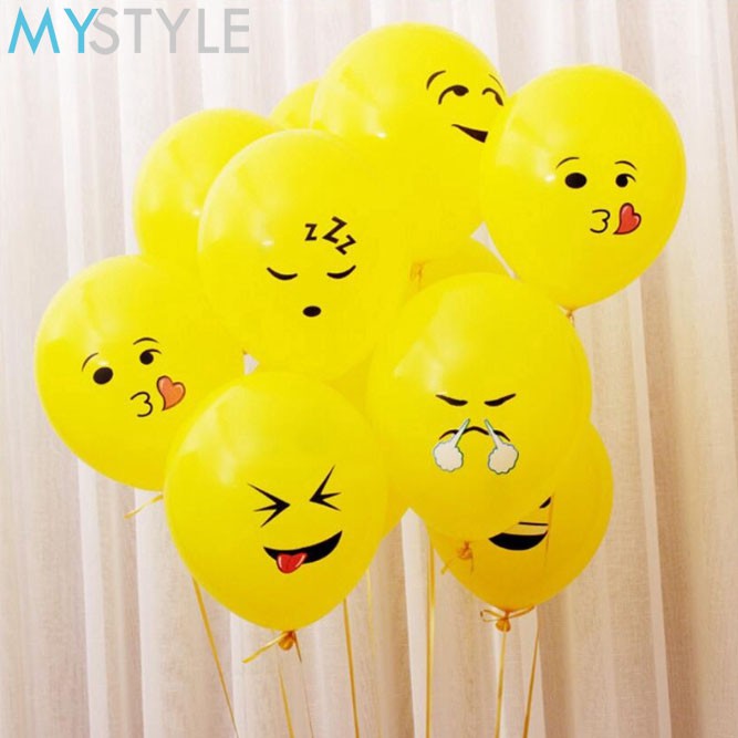 BALON LATEX EMOJI MIX 1 PACK ISI 100 PCS BALON PESTA MURAH BALON ULANG TAHUN LUCU