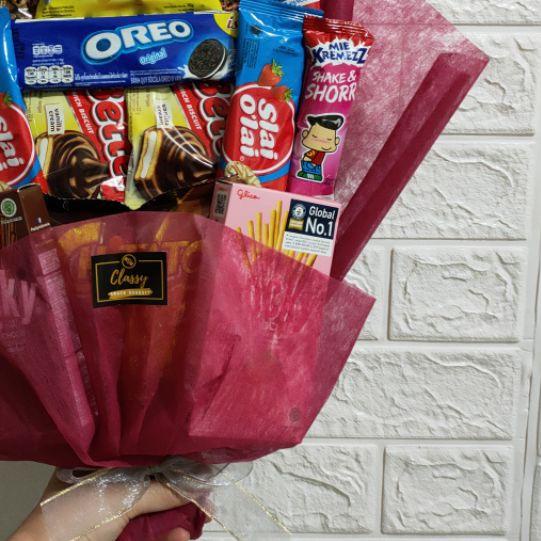 

℮ Snack Bouquet / Bucket Buket Snack Makanan / Kado Hadiah Sidang Wisuda Sidang Skripsi ♥