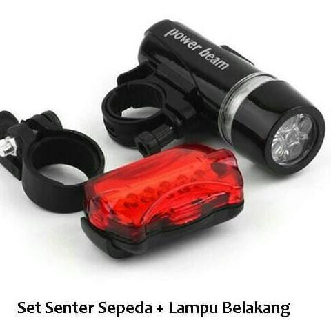 LAMPU SENTER SEPEDA DEPAN+ BELAKANG POWER BEAM