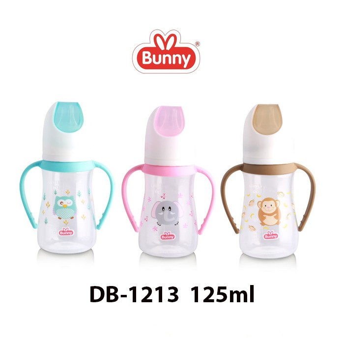 LUSTY BUNNY Botol susu bayi reguler slim neck 60ml 125ml 250ml BPA FREE/ bottle animal karakter dengan handle / gagang