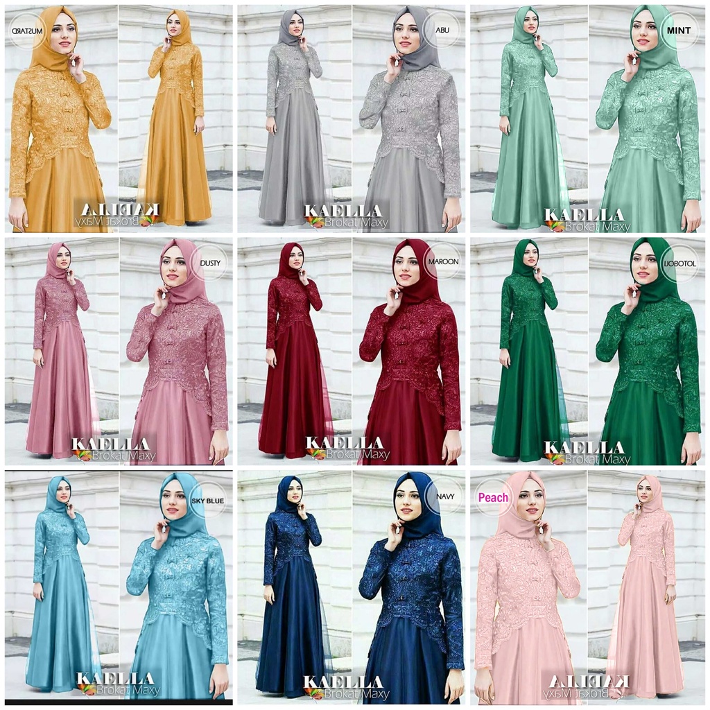 Gamis kaella Brukat Maxi/Gamis terbaru 2021/gamis brokat/gamis muslimah/gamis wanita/PRODUK REAL 100