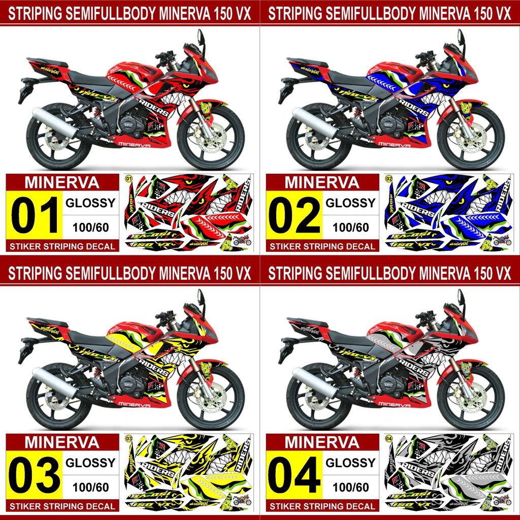 Stiker striping decal Mineva 150 VX Semifullbody Variasi Shark Decal Minerva (Semua Ready)