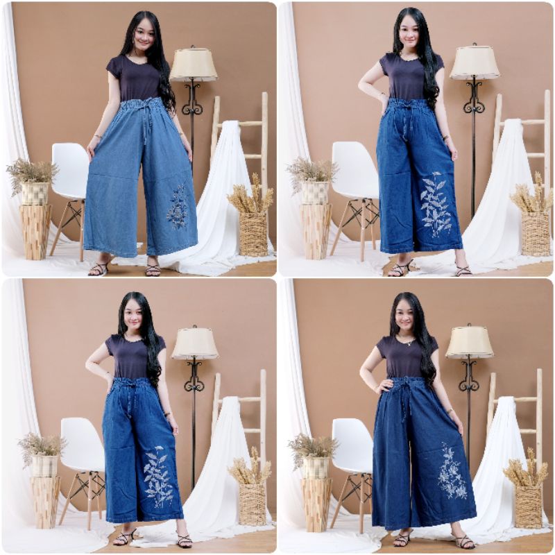 celana kulot jumbo bordir / celana bigsize /celana jeans jumbo / celana jeans bordir
